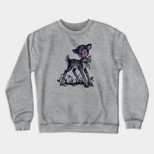 Creepy Fawn Crewneck Sweatshirt by Marianne Martin